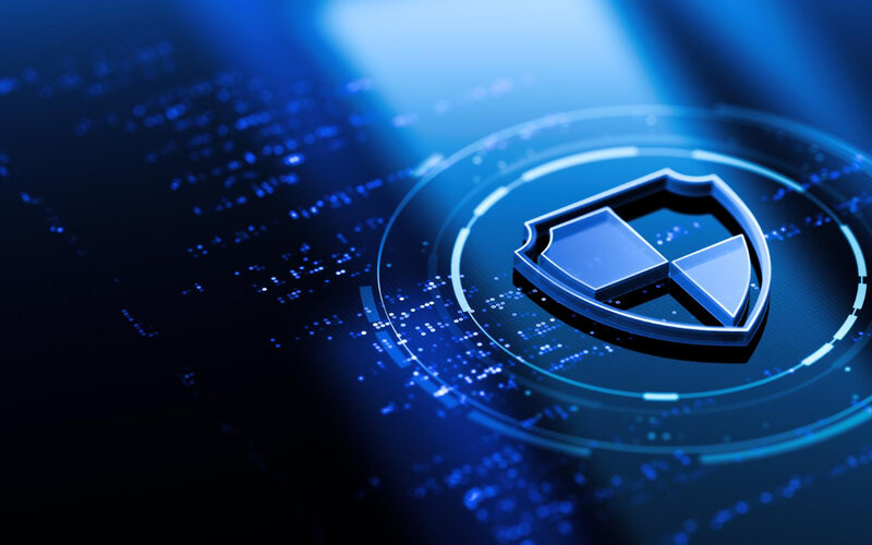 Digital cybersecurity shield representing privacy-first analytics protection