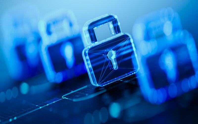 Digital padlocks representing encryption and cookie consent security